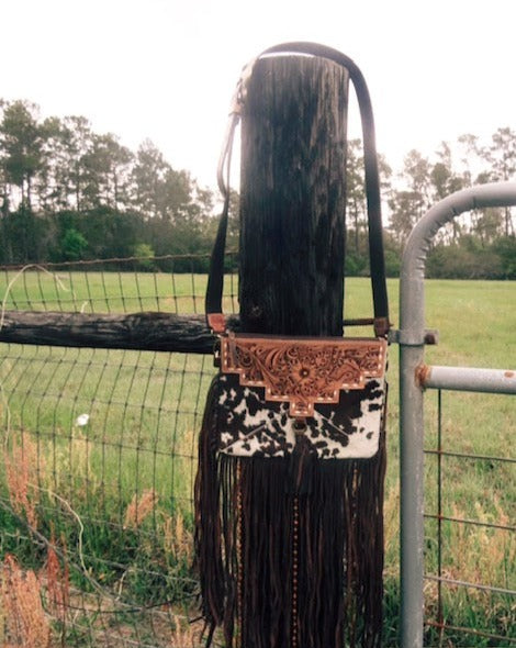 Cowhide Leather Tooled Purse