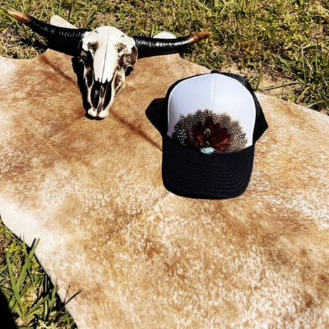 Western Feather Trucker Hat Retro