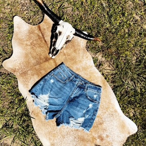 Distressed Raw Edge Denim Shorts